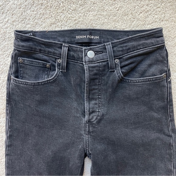 Denim Forum The Yoko High Rise Slim Skinny Button Fly Jeans Black - Picture 6 of 9